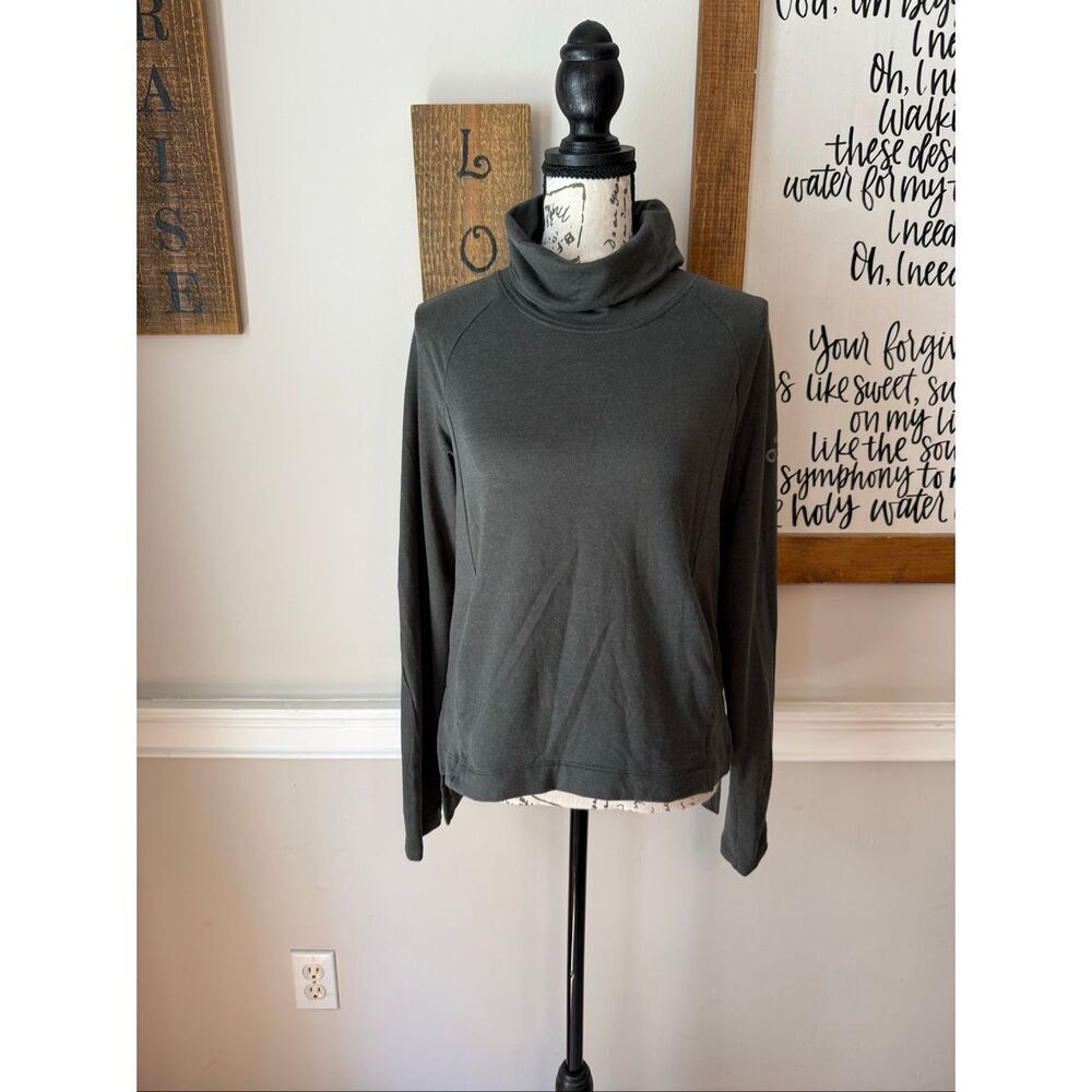 Adidas Women's Raglan Long Sleeve Pullover Sweatshirt Dark Army Green Size XS